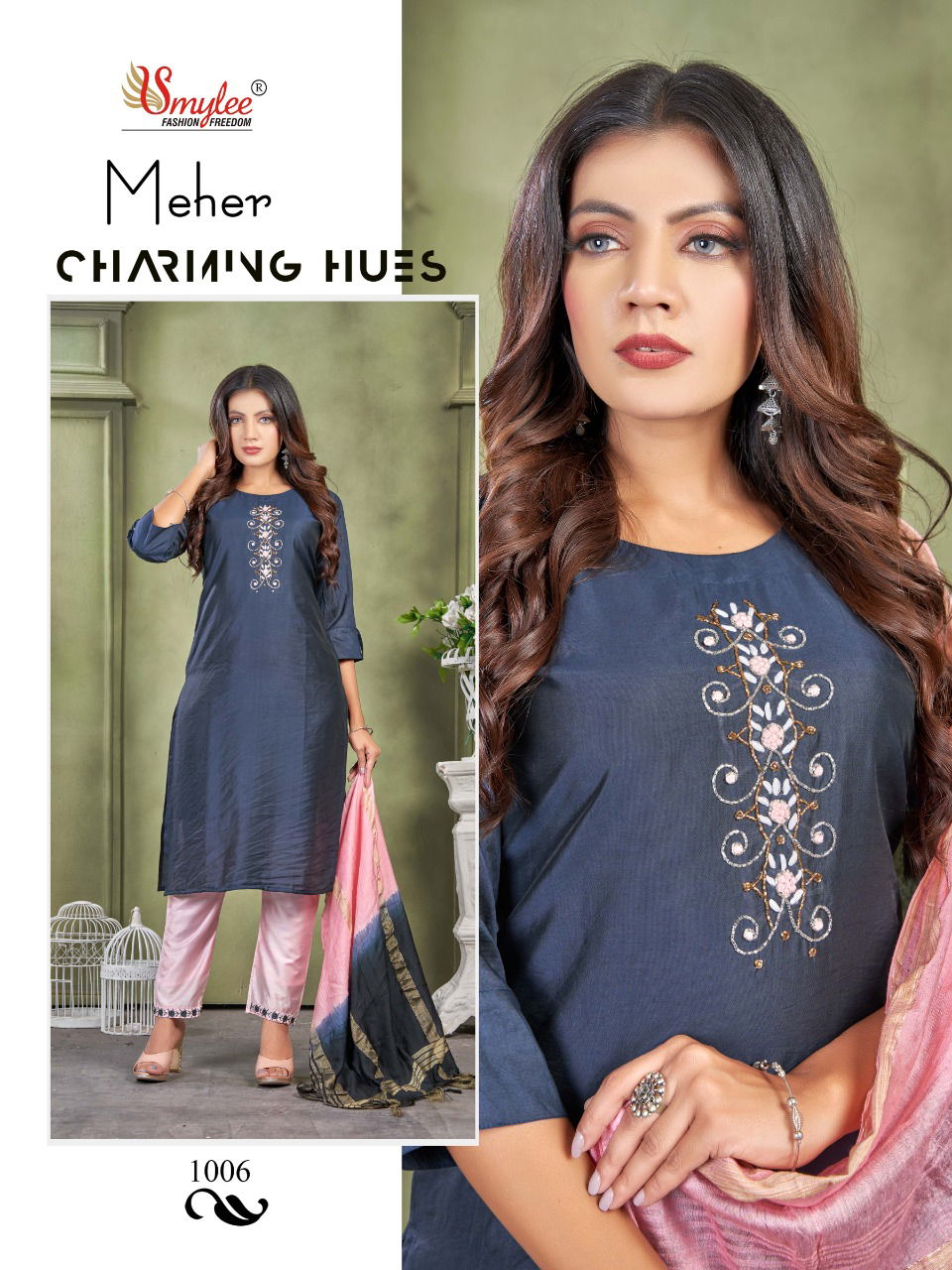 Rung Meher Fancy Festival Wear Designer Silk Kurti Bottom With Dupatta Collection